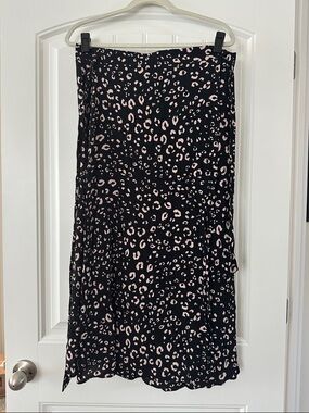 Seraphine Black Midi Skirt with Blush Leopard Print